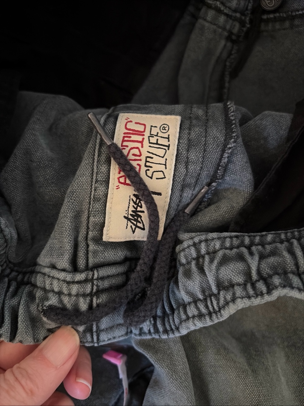 Stussy Elastic Stuff Grey/Green Drawstring Pants - Picture 5 of 7